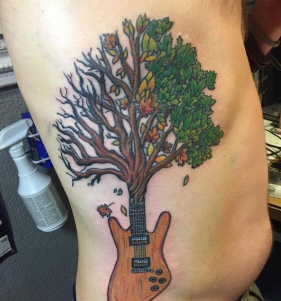 arbol guitarra tatuaje